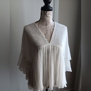 Zara Trafaluc White Pleated Women's Top NWT